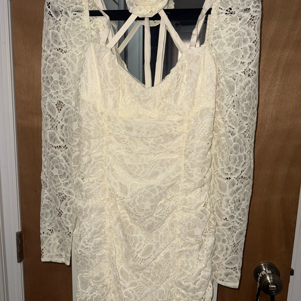 For Love And Lemons Cream Lace Long Sleeve Dress
